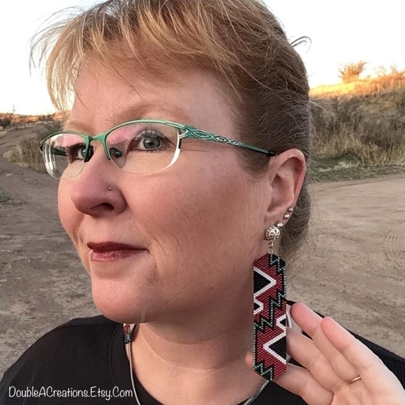 Aztec Beaded Earrings, New, Handmade By Me - Picture 5 of 5